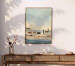 Fox Hare Badger Owl and Deer Walking Print