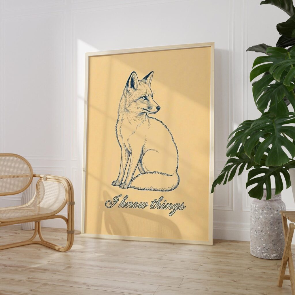 Fox I Know Things Vintage Ink Illustration Art Print