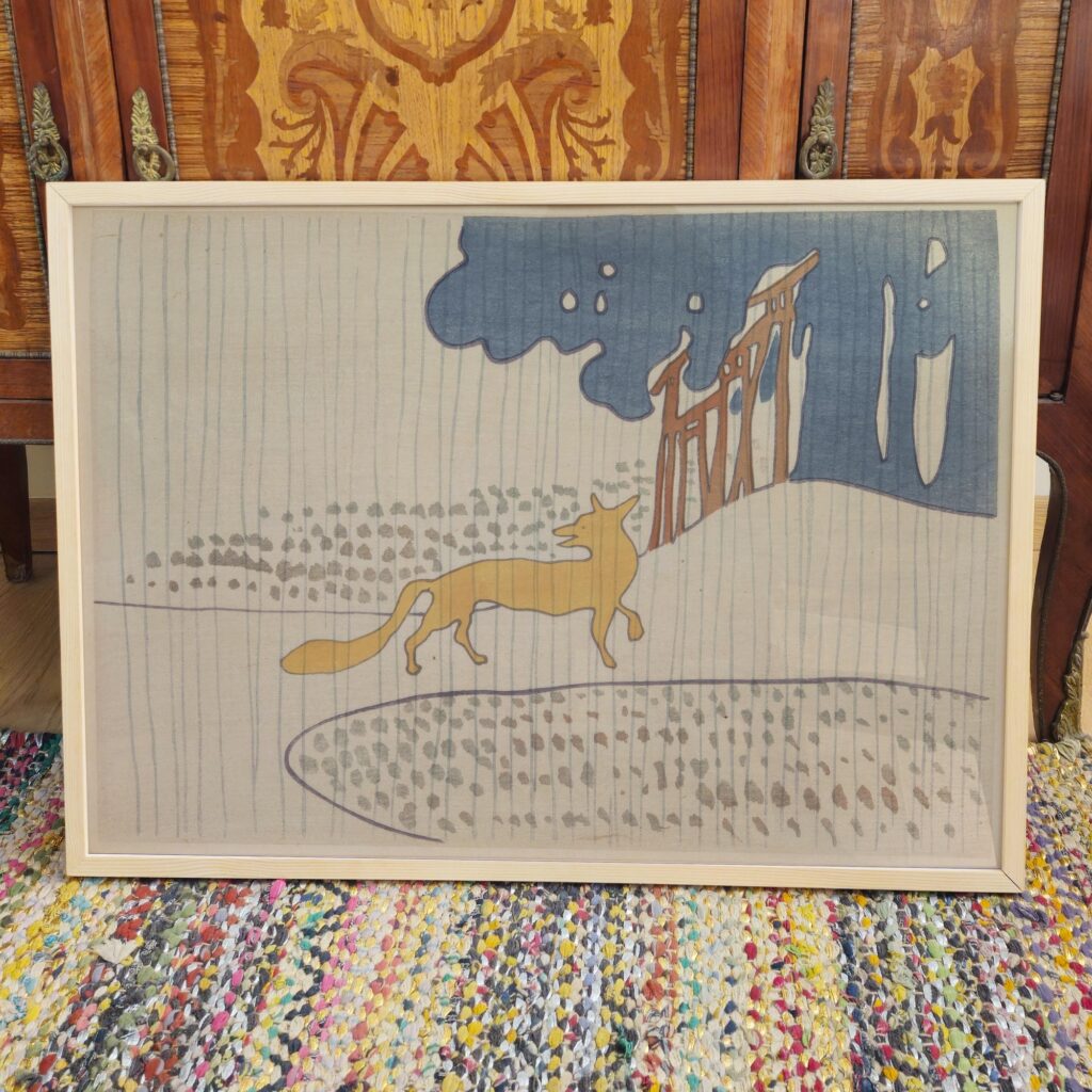 Fox in the Rain Nursery Art Print