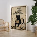 Funny Black Cat Toilet Print