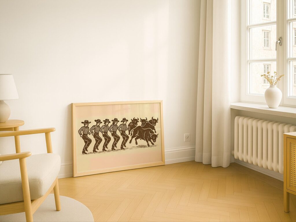 Funny Cowboys and Bulls Line Dance Print