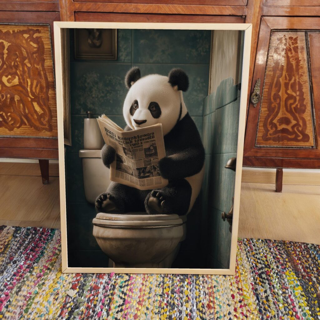 Funny Panda Bathroom Print