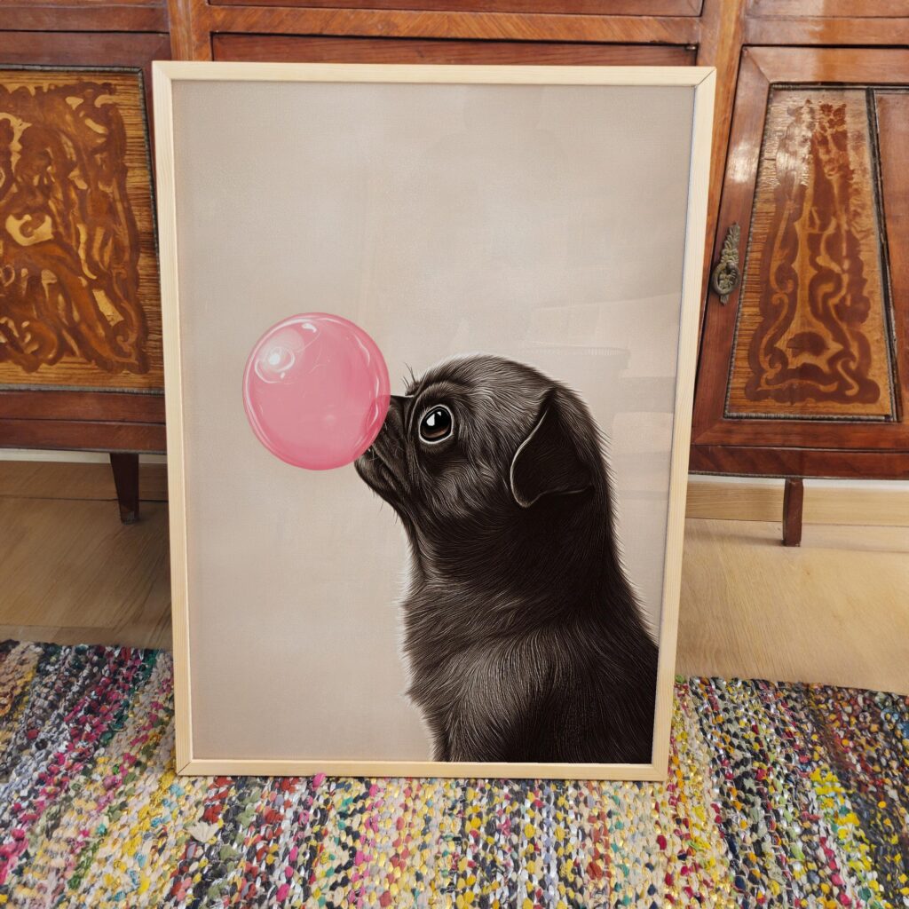 Funny Pug Bubble Gum Print