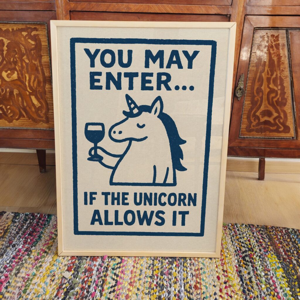Funny Unicorn Wine Print