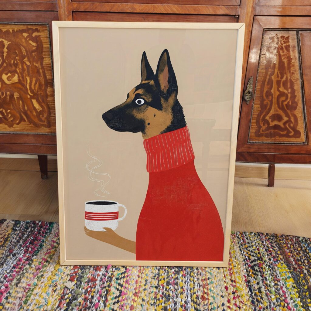 German Shepherd Coffee Art Print