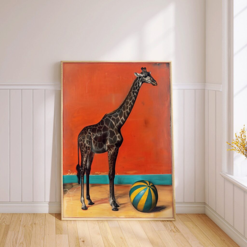 Giraffe with Ball Art Print
