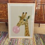 Giraffe with Bubblegum Print