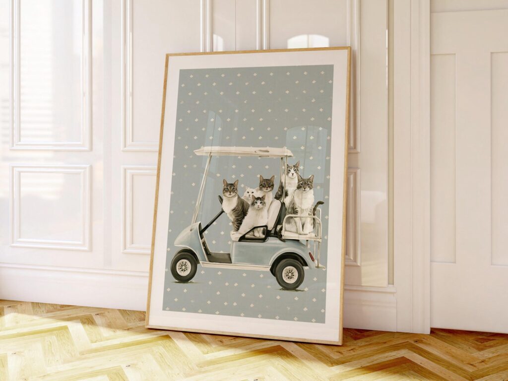Golf Cart Cats Print