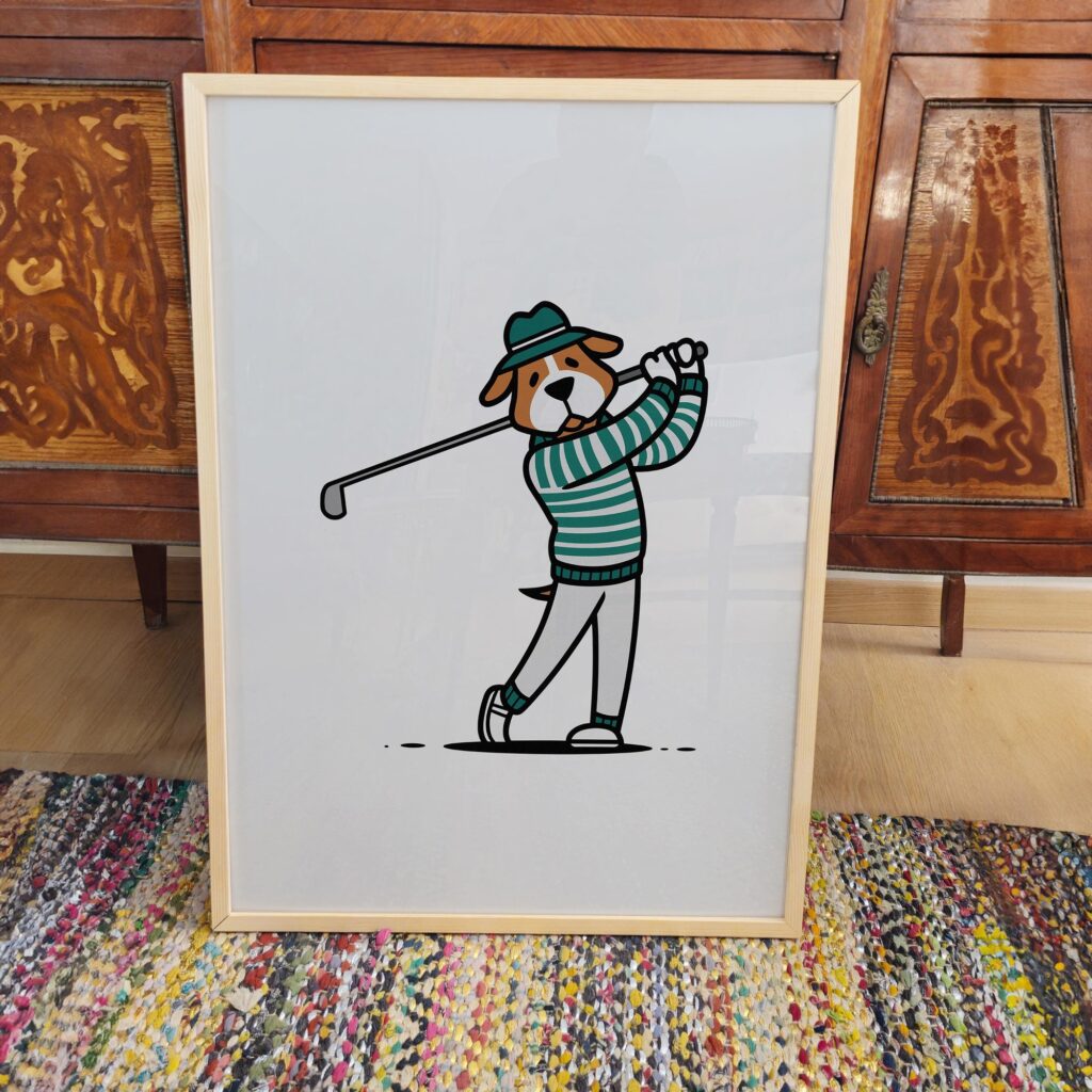 Golf Dog Minimalist Print