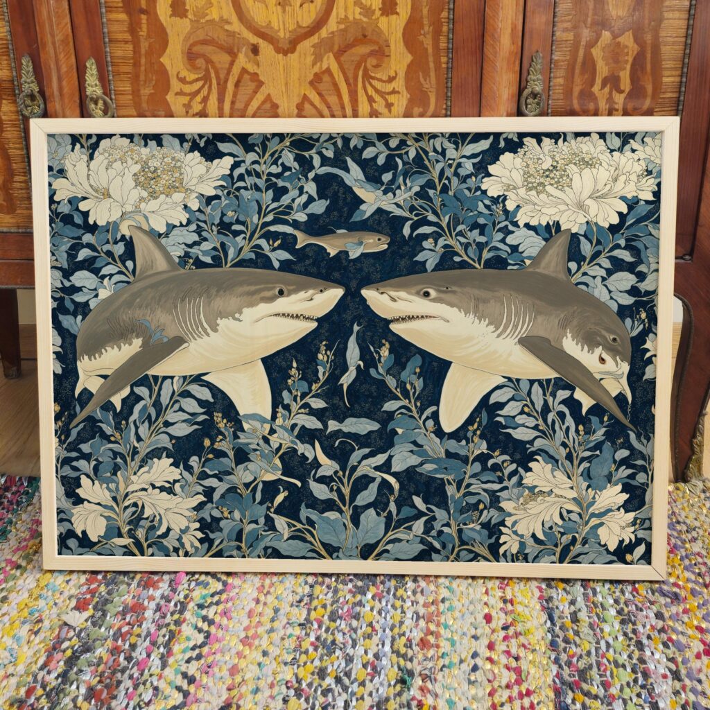 Great White Shark Botanical Print
