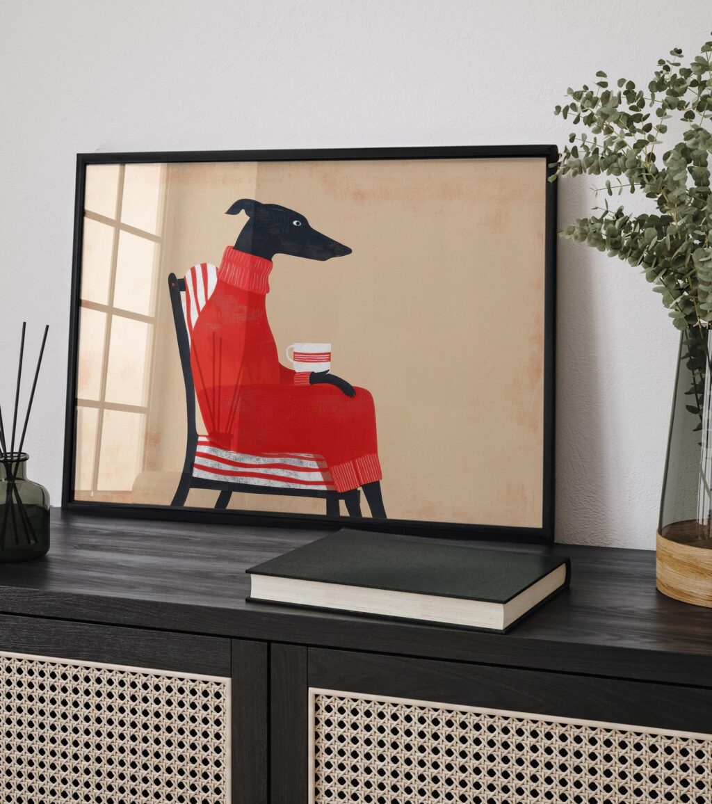 Greyhound Dog in Sweater Print