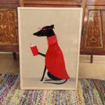 Greyhound Dog Reading Wall Art