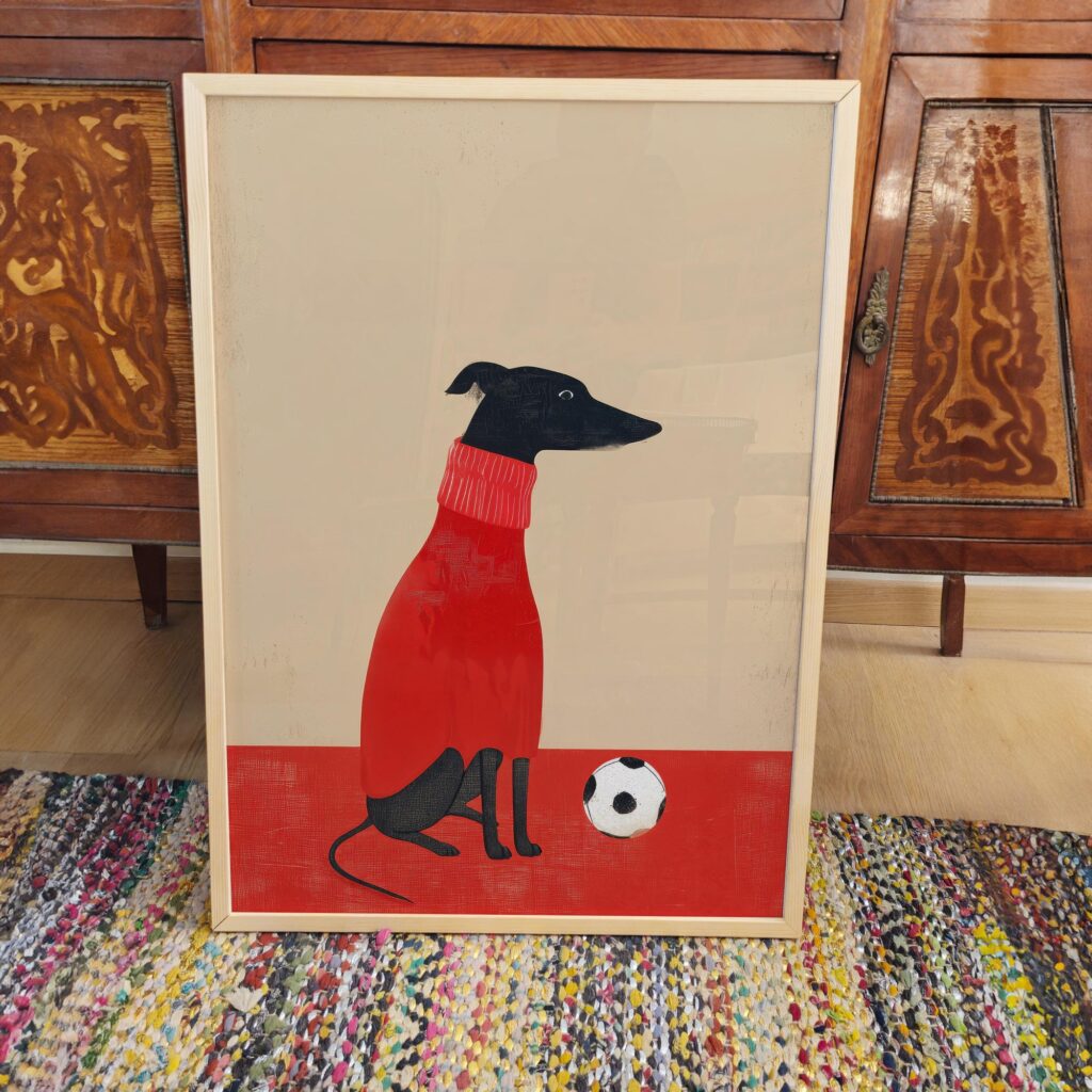 Greyhound Dog Soccer Wall Art