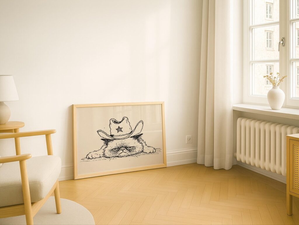 Grumpy Cowboy Cat Sheriff Print