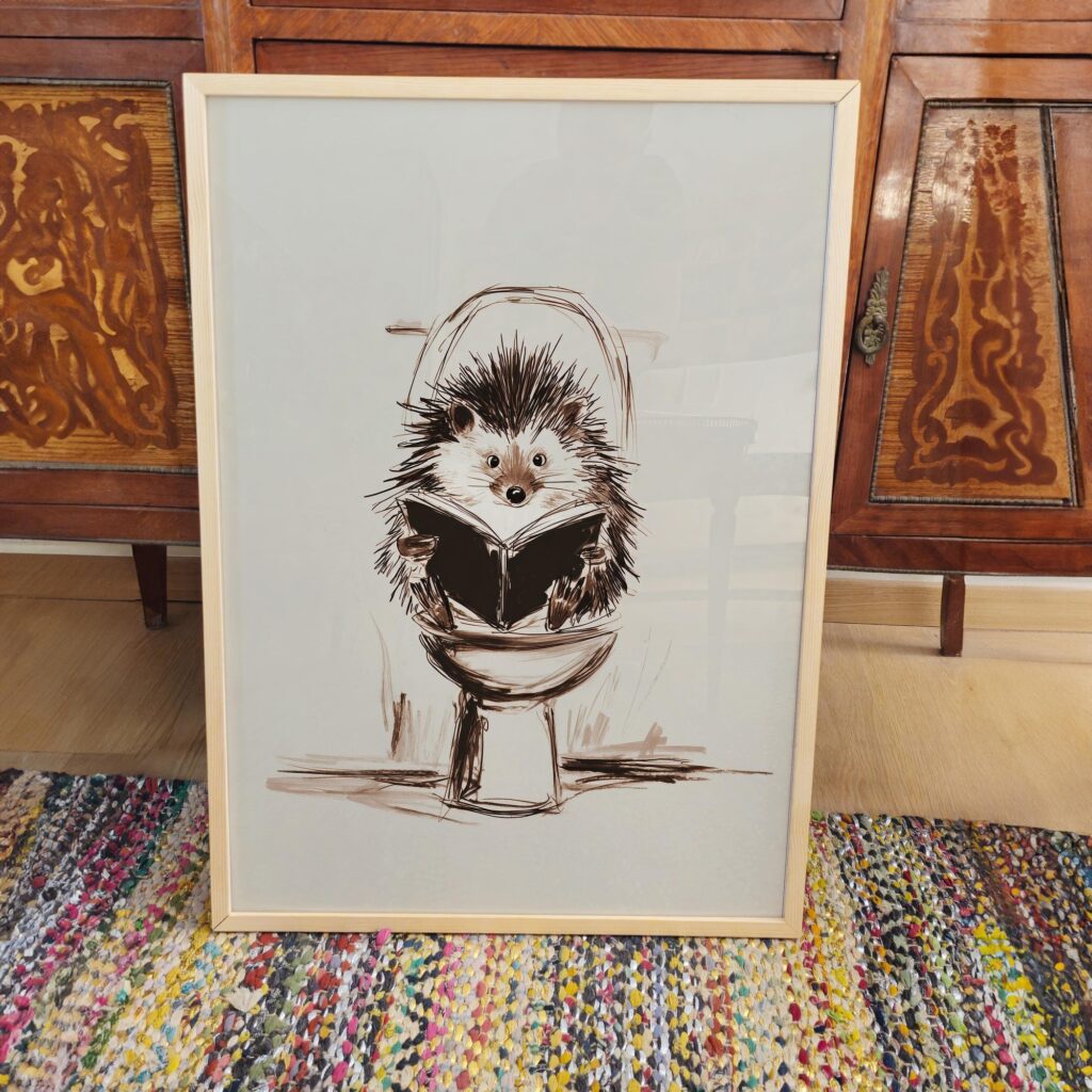 Hedgehog Bathroom Art Print