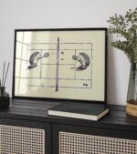 Hedgehog Tennis Funny Animal Ink Drawing Art Print