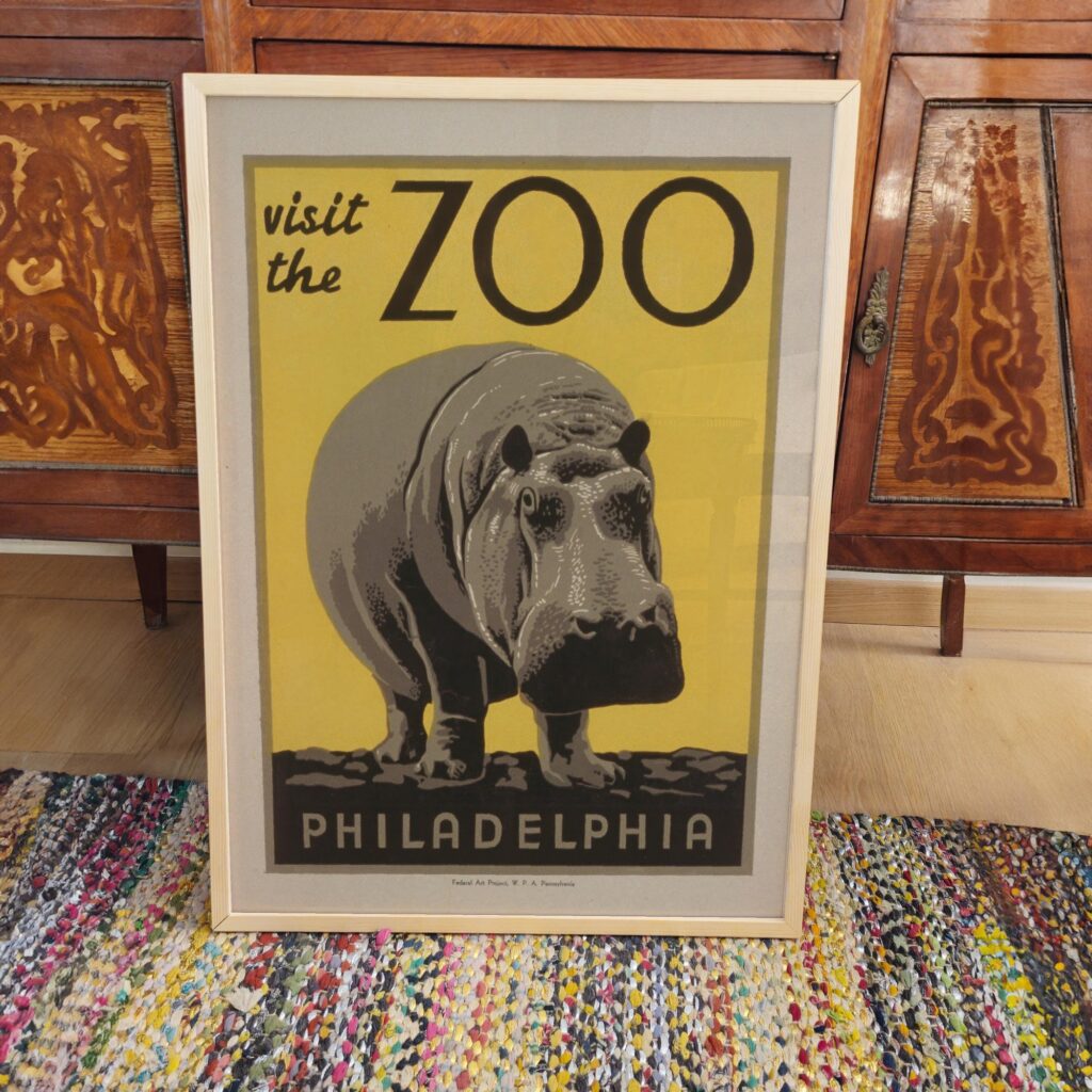 Hippo Zoo Vintage Poster