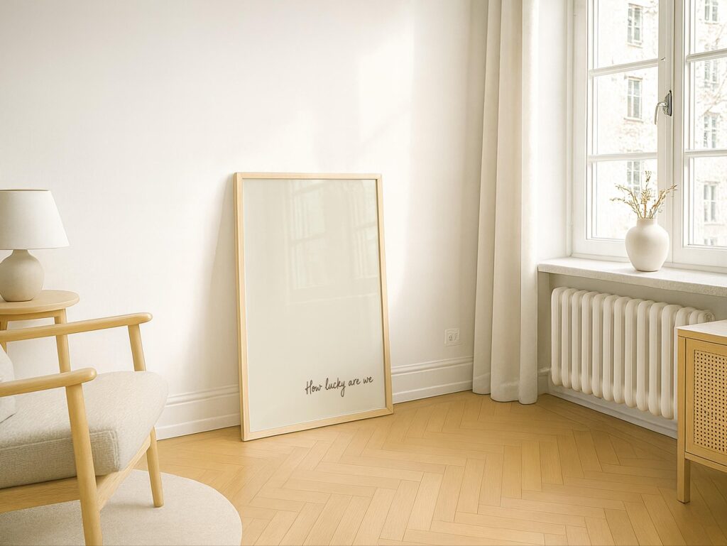 How Lucky Are We Quote Minimalist Neutral Print