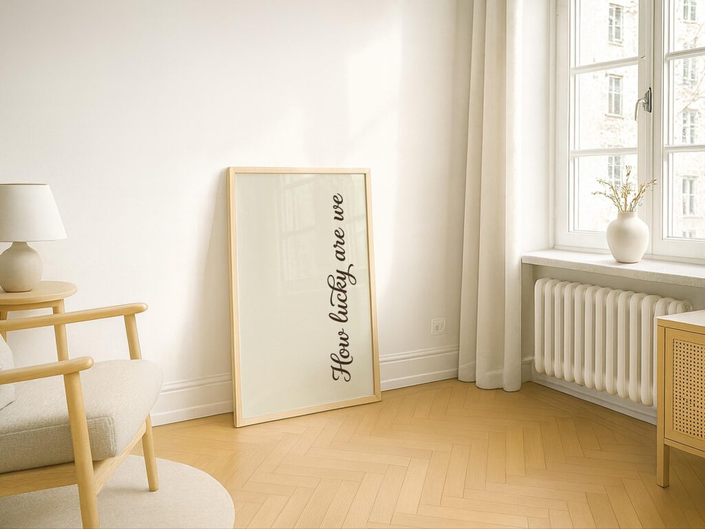 How Lucky Are We Quote Minimalist Script Print