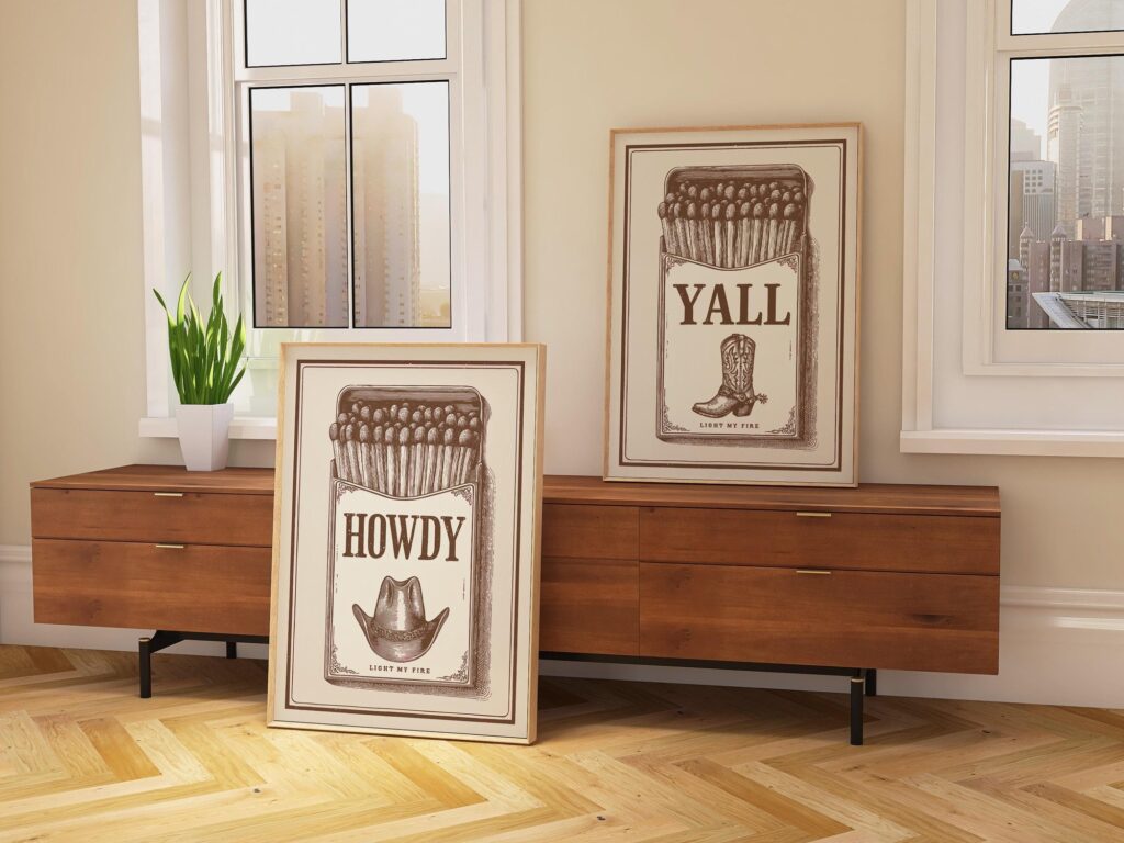 Howdy Yall Western Matchbox Art Print Set