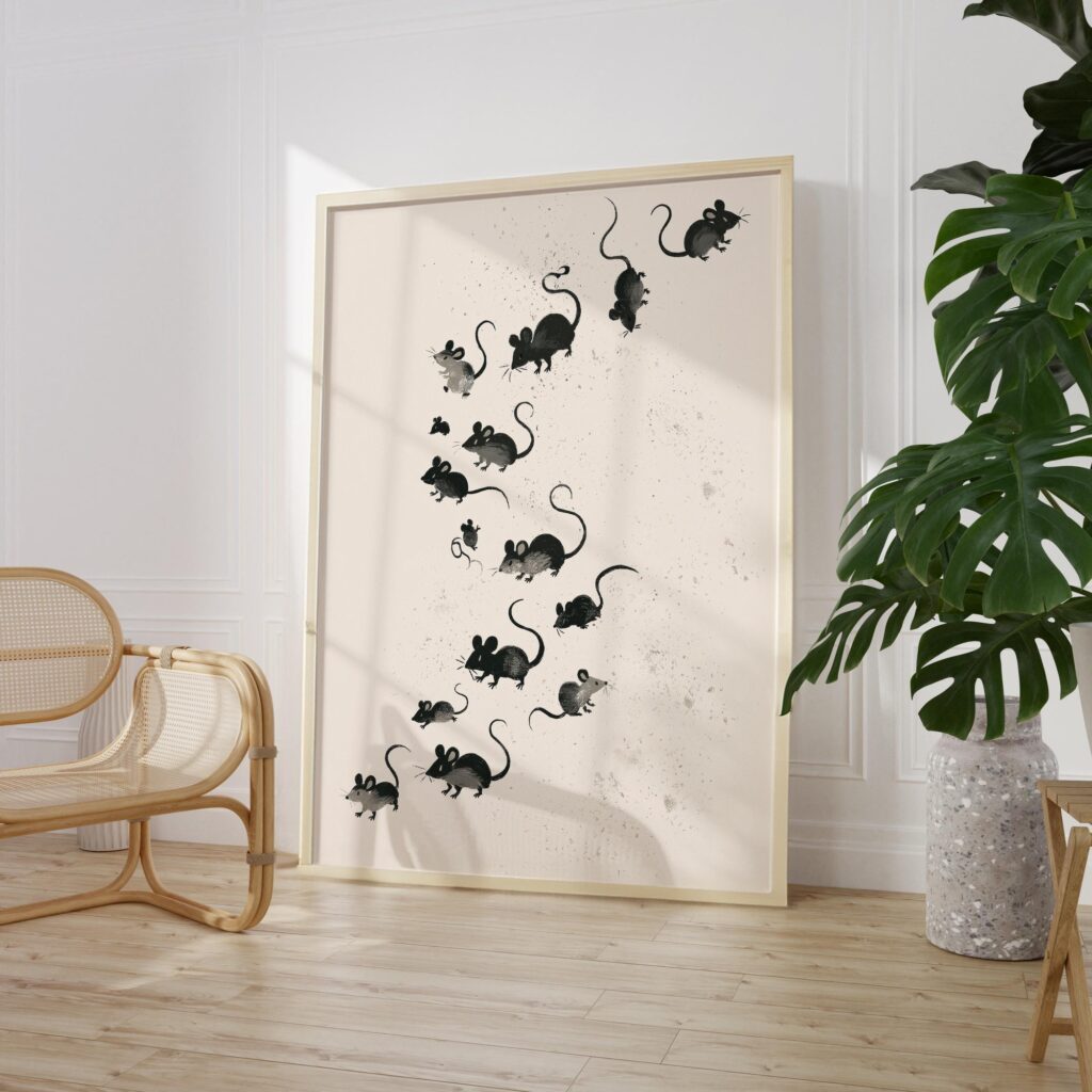 Ink Wash Mice Print