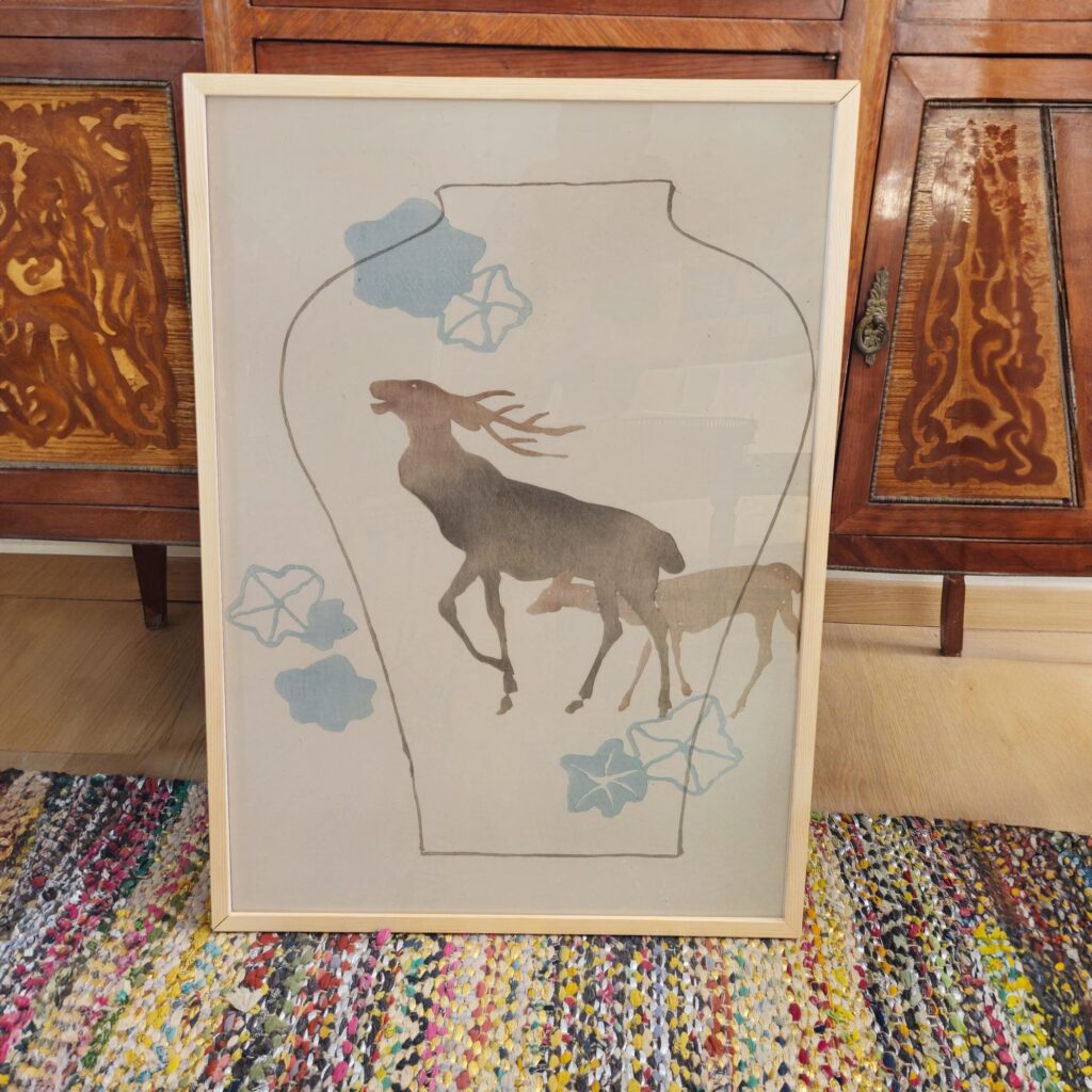 Japanese Deer Vase Print