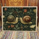 Kissing Snails Dark Floral Art Print