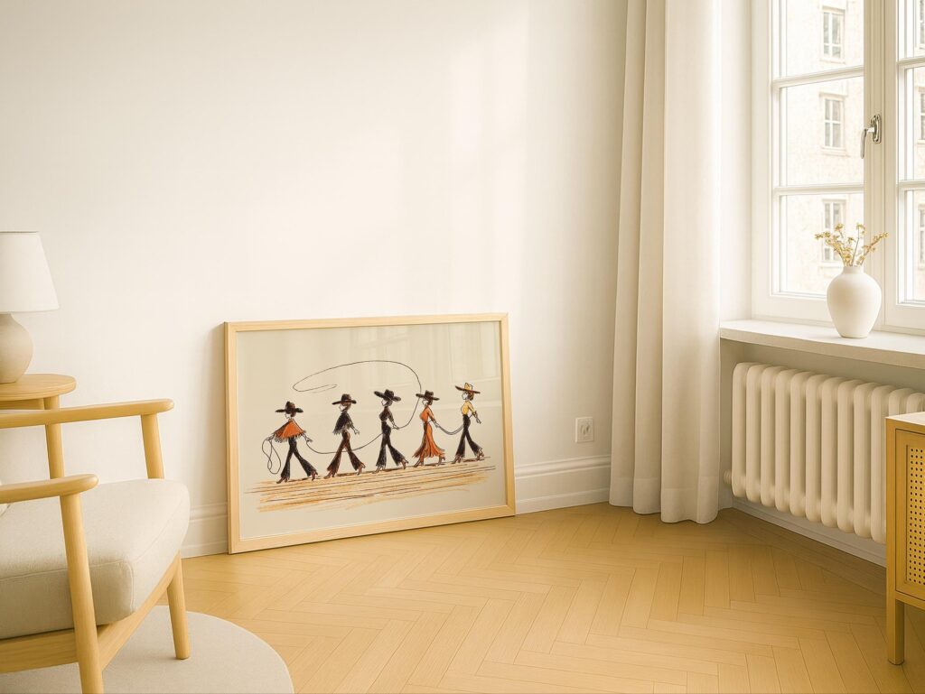 Line Dancing Cowgirls Art Print