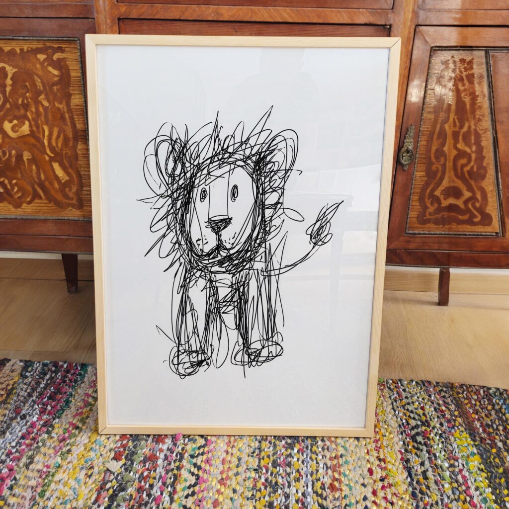 Lion Scribble Sketch Print