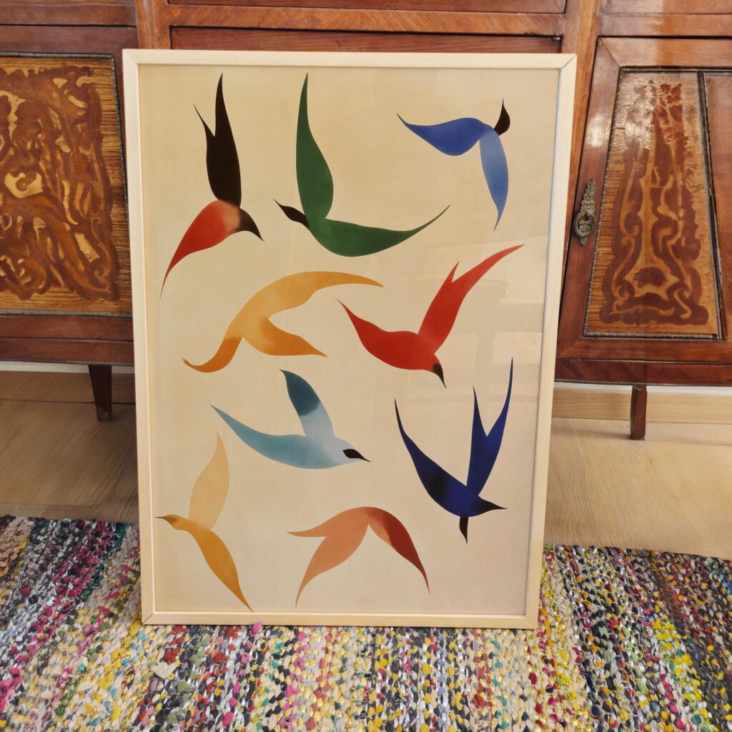 Mid Century Birds in Flight Print