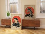 Mid Century Frog and Koi Fish Print Set