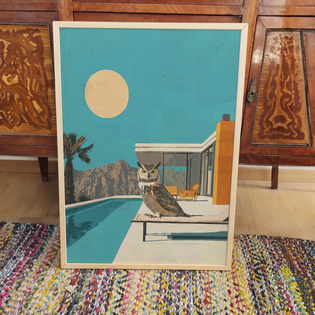Mid Century Modern Owl Art Print