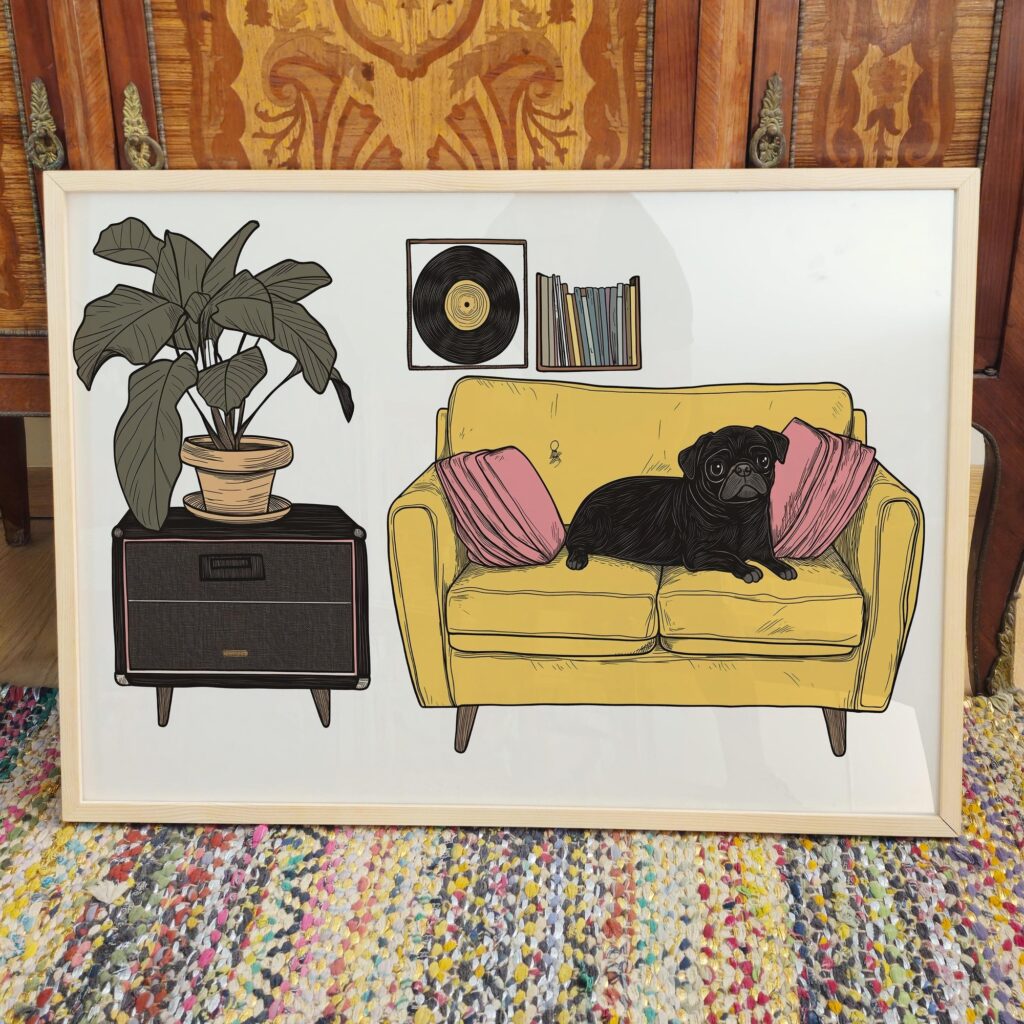 Mid-Century Modern Pug Art Print