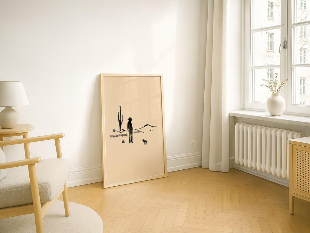 Minimal Western Desert Cowboy Print