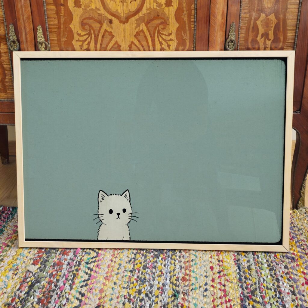 Minimal White Cat Wall Art Print