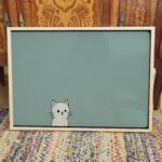 Minimal White Cat Wall Art Print