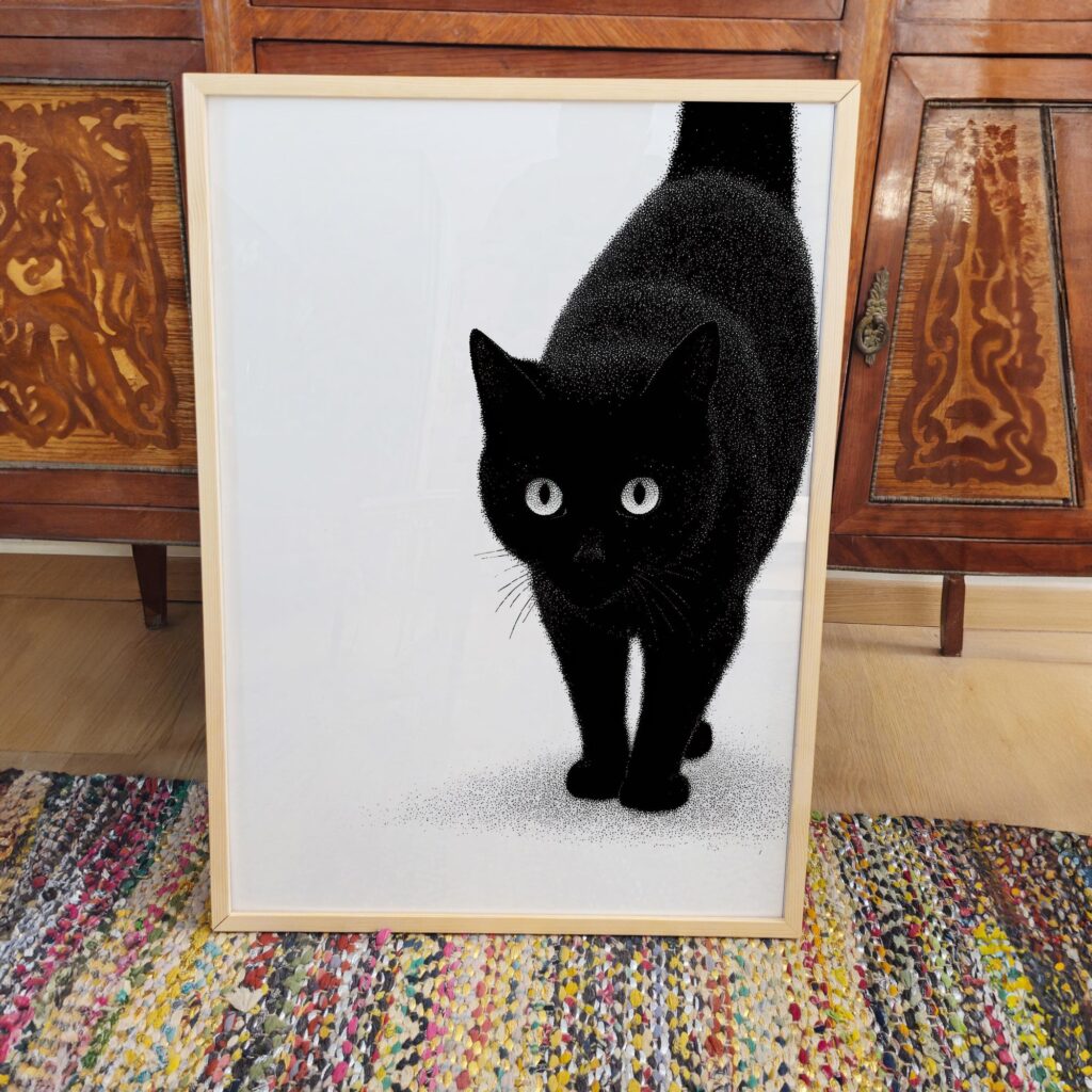 Minimalist Black Cat Art Print
