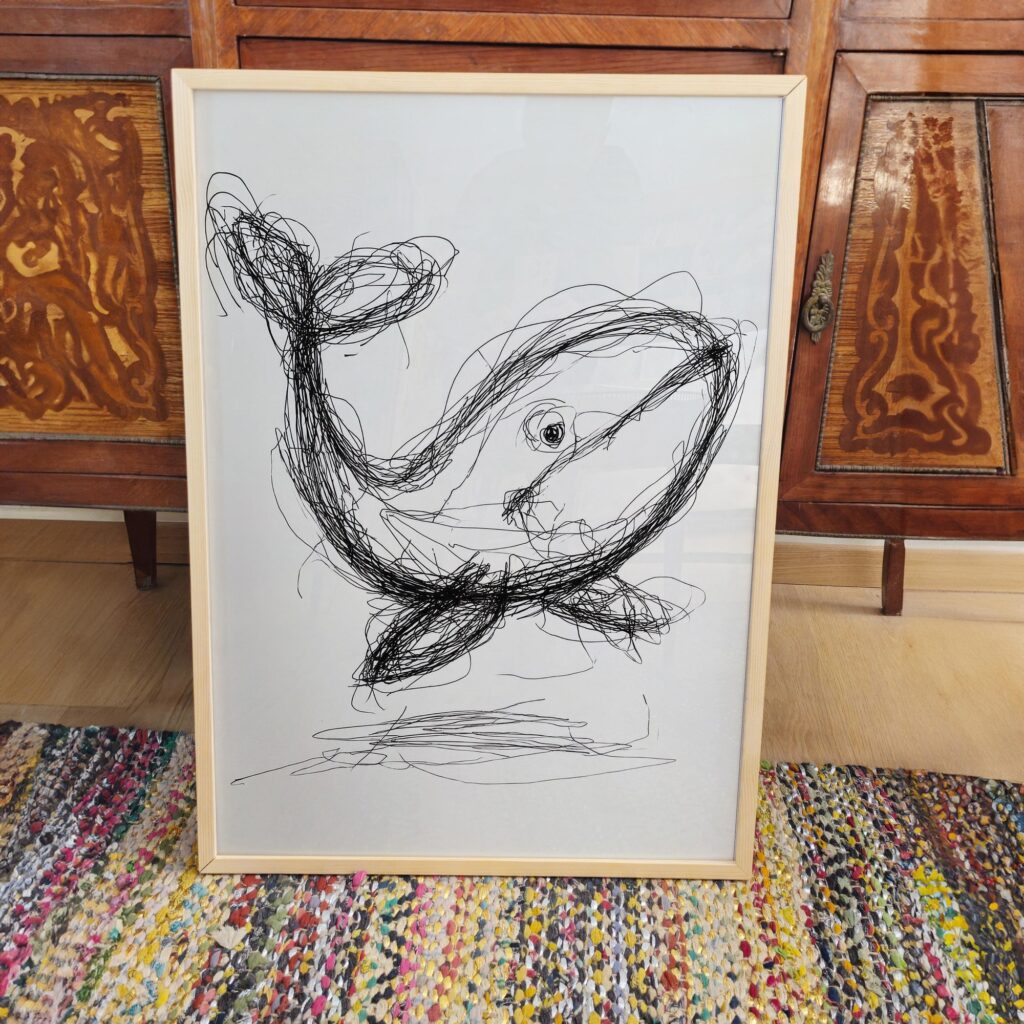 Minimalist Whale Sketch Print
