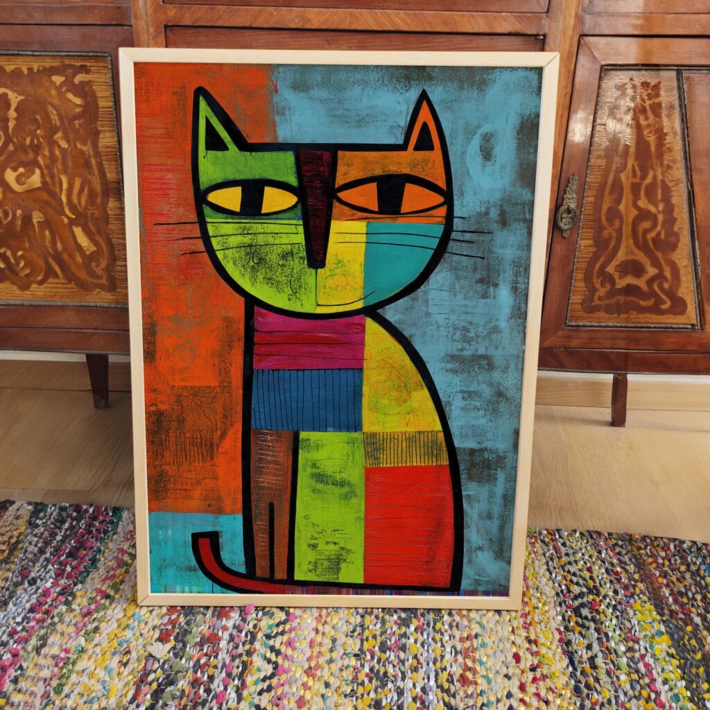 Modern Abstract Cat Art Print