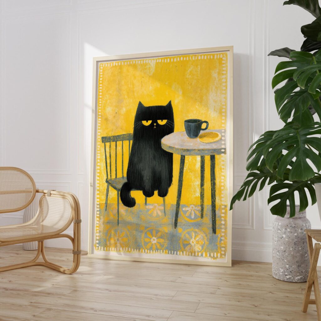 Moody Black Cat Print