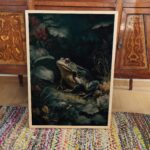 Moody Frog in Forest Oil Painting Print
