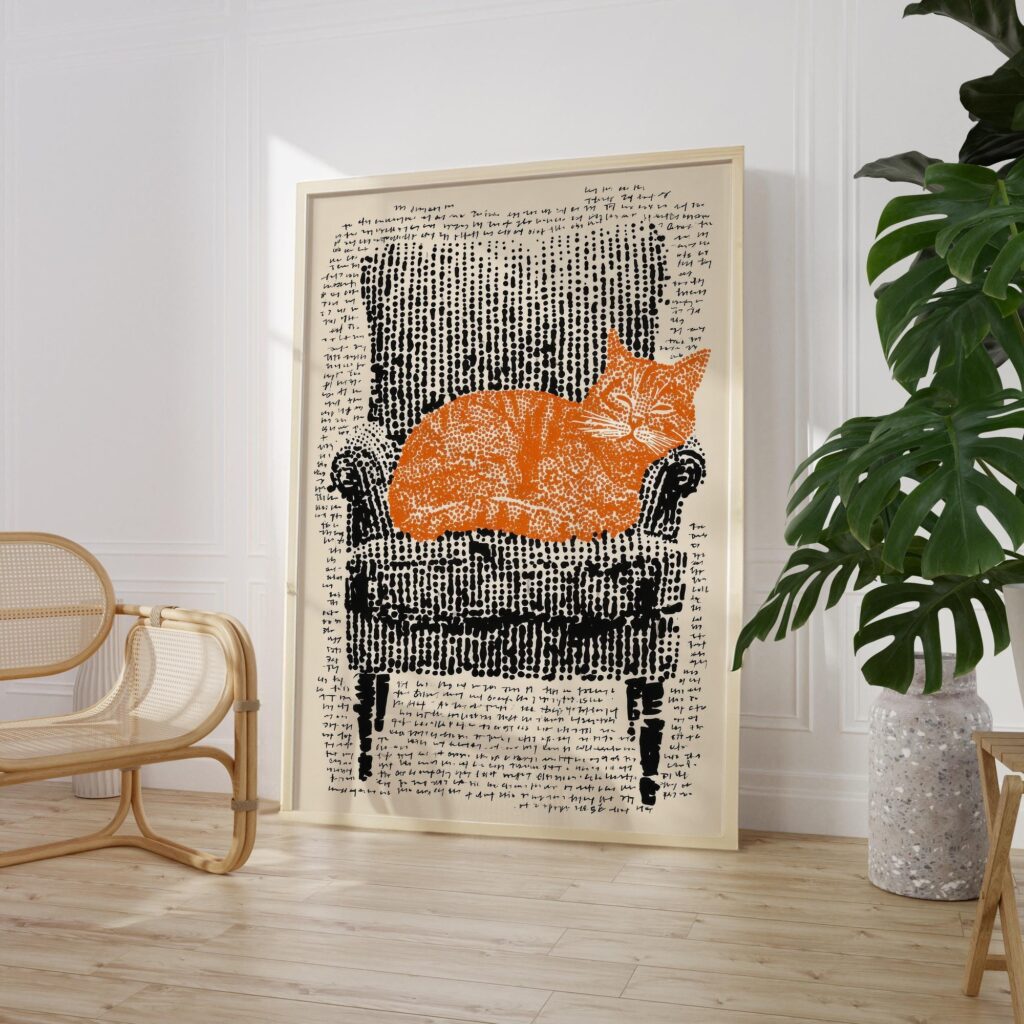 Orange Cat on Chair Print