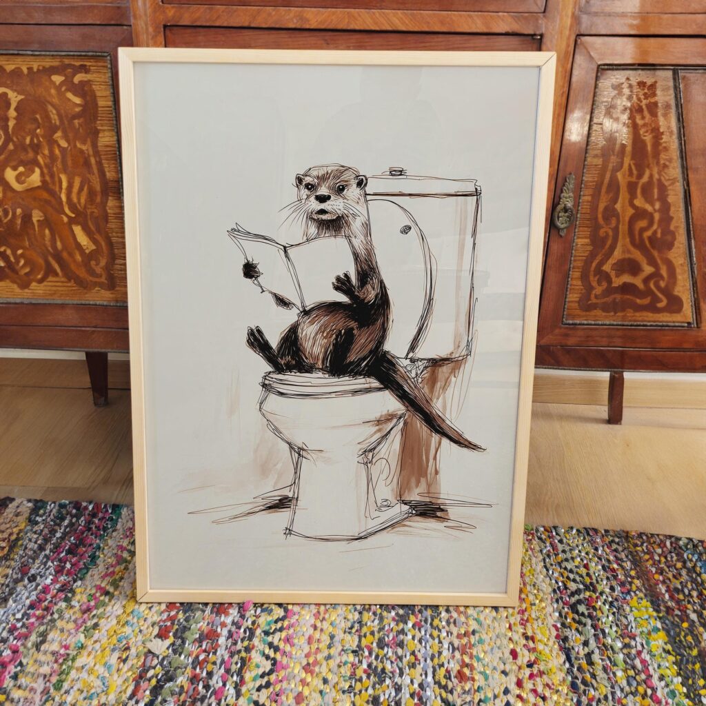 Otter Reading in the Bathroom Print