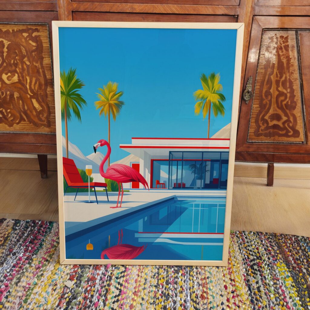Palm Springs Flamingo Art Print