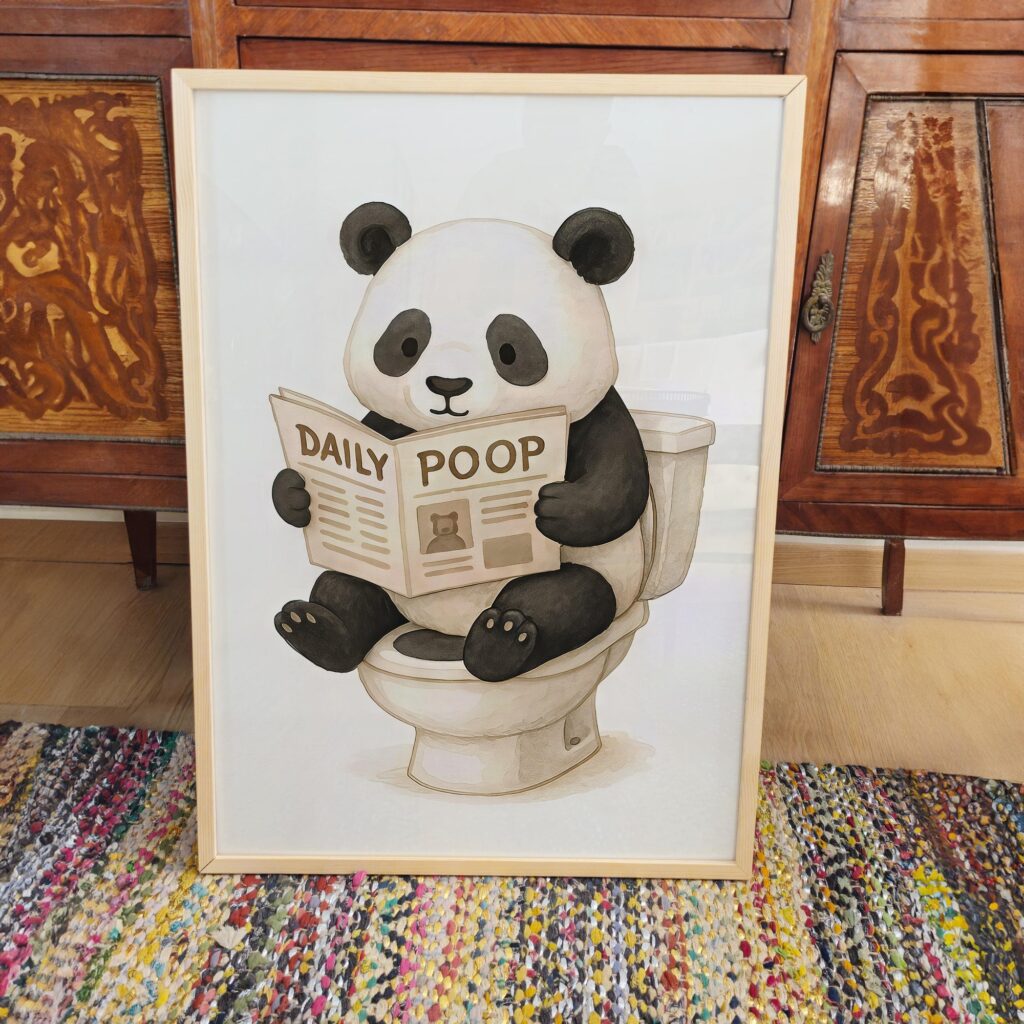 Panda Toilet Humor Art Print