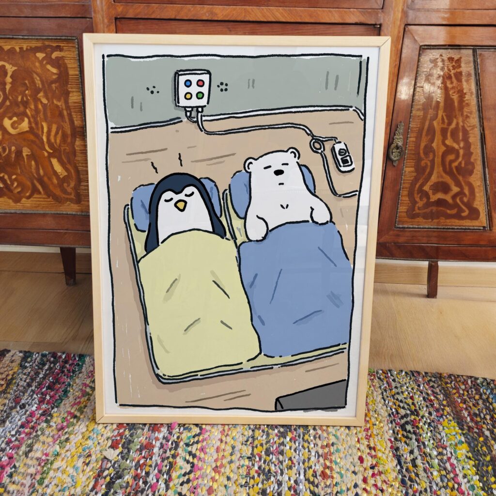 Penguin and Bear Nursery Print