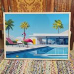 Pink Flamingo Pool art print
