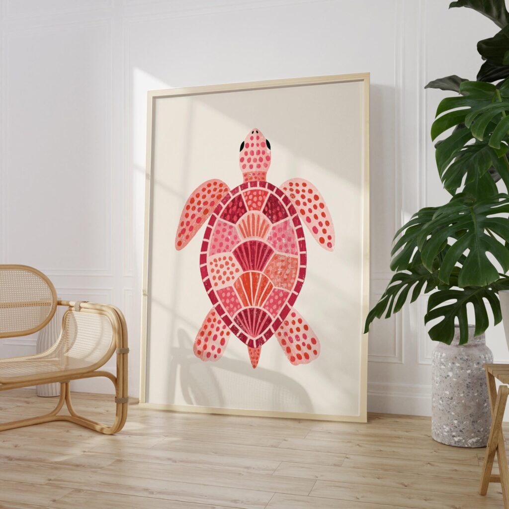 Pink Sea Turtle Print