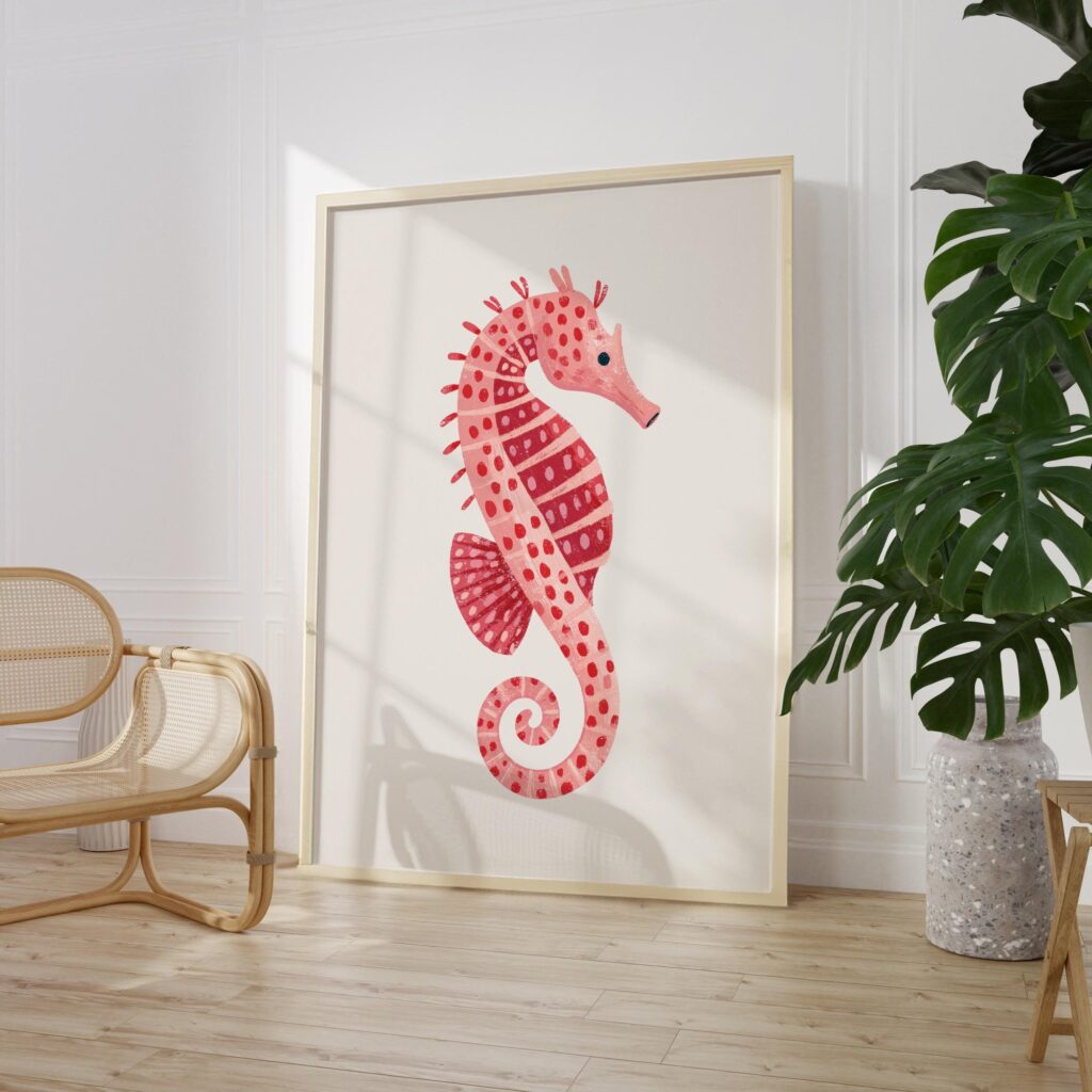 Pink Seahorse Print