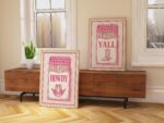 Pink Western Matchbox Howdy Yall Retro Art Print Set